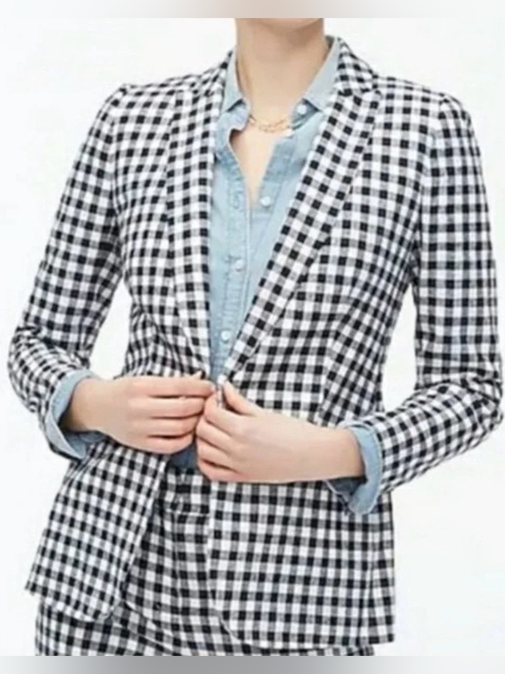 J. Crew Black & White Gingham Blazer (SKU880)